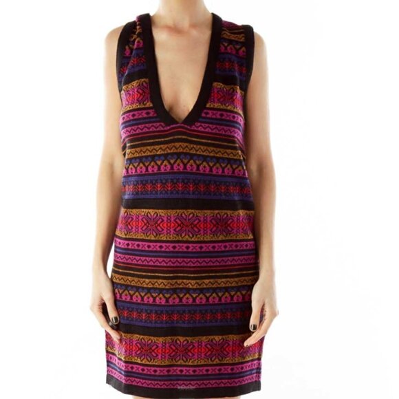The Limited Dresses & Skirts - The Limited Stripe Print V-neck Dress